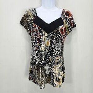 VTG Perseption Y2K Top S Mod Whimsigoth Mob Wife Grunge Artsy Boho Office Siren